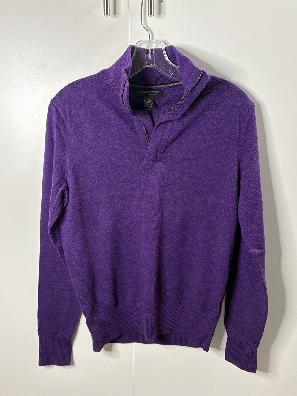 Banana Republic Purple Zip Mock-Neck Sweater